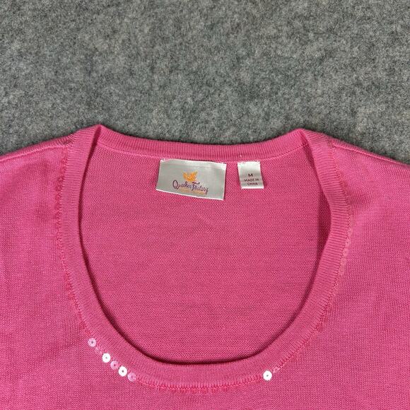 Quacker Factory Sweater Womens Medium Hot Pink Sequin Cardigan And Tank - Picture 10 of 11